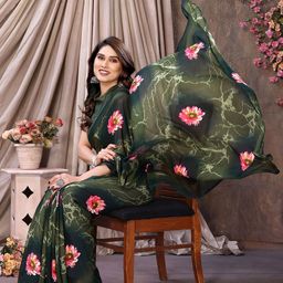 The Textile Hub Floral Print Saree with Blouse-image-63