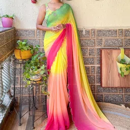 Panzora Ombre Beads and Stones Saree With Blouse Piece-picture-14