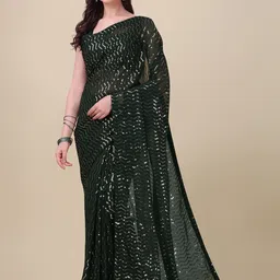 KALINI Embellished Sequinned Pure Georgette Saree image 1