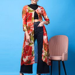 SCORPIUS Floral Printed Longline Shrug-23