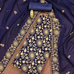 SHADOW & SAINING Embroidered Silk Georgette Unstitched Dress Material-image-90