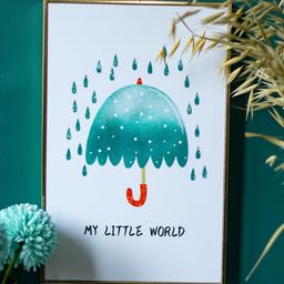 MARKET99 White & Green Umbrella Painting Wall Art-15