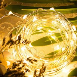 Homesake Yellow Set Of 6 50-LED Fairy Copper String Diwali Lights 5m-36