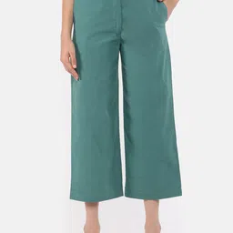 GRASS by Gitika Goyal Women Smart Slim Fit Cotton Culottes Trousers-image-52