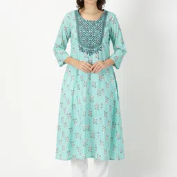 Saffron Threads Women Floral Print with Yoke Embroidery Kurta-image-21