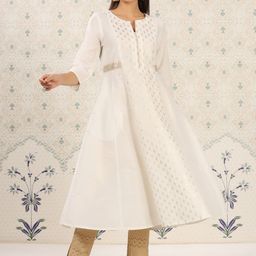 Ode by House of Pataudi Ethnic Motifs Printed Gotta Patti Kurta-image-49