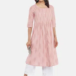 RANGMANCH BY PANTALOONS Women Pink Striped Gotta Patti Kurta-picture-45