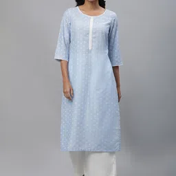 AURELIA Geometric Printed Round Neck Straight Kurta-picture-32