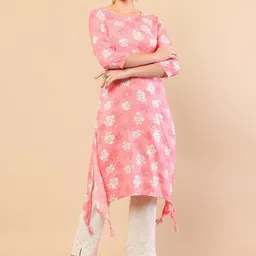 Soch Women Pink Floral Printed Silk Kurta-picture-48