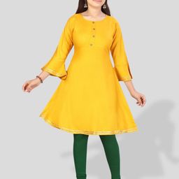 BAESD Girls Gotta Patti Bell Sleeves A-Line Cotton Kurta-image-78