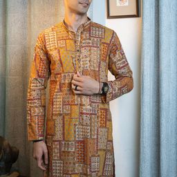 Shasak Ethnic Motifs Printed Cotton Sraight Kurta-image-43