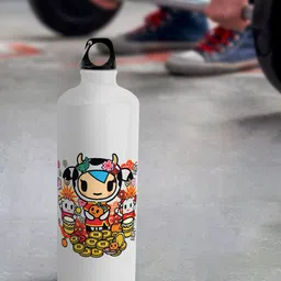 macmerise Leak Proof TD White & Black Moofia Art Design Aluminium Water Bottle 750 ml-image-30