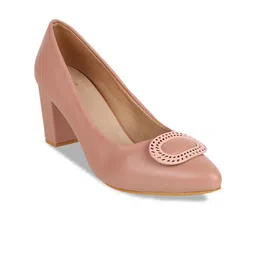 SHUZ TOUCH Pointed Toe Embellished Block Pumps-4