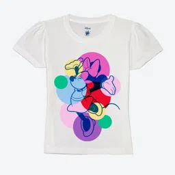 YK Disney Girls Minnie Mouse Printed Extended Sleeves Pure Cotton Applique T-shirt-image-31