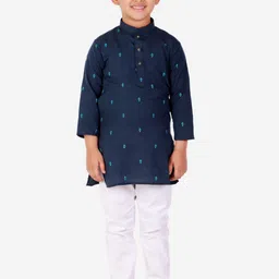 Pro-Ethic STYLE DEVELOPER Boys Navy Blue & White Pure Cotton Kurta with Pyjamas-57
