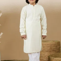 Sanwara Boys Embroidered Chikankari Mandarin Collar Regular Kurta with Patiala-image-66
