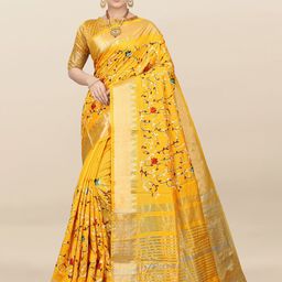 SERONA FABRICS Floral Embroidered Silk Cotton Mysore Silk Saree-image-32