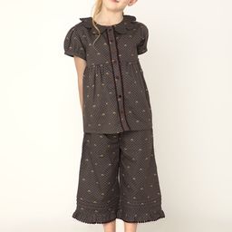 Cherry Crumble Girls Brown & Maroon Ethnic Motifs Print Cotton Night suit-image-59