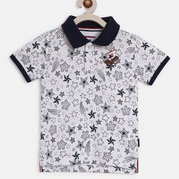 Beverly Hills Polo Club Boys Conversational Printed Polo Collar Pure Cotton T-shirt-image-45