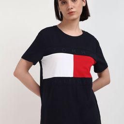 Tommy Hilfiger Women Colourblocked Round Neck Pure Cotton T-shirt-picture-47