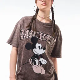 Bewakoof Mickey Mouse Graphic Print Drop-Shoulder Sleeves Pure Cotton Oversized T-shirt-picture-29