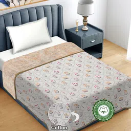 FABINALIV Grey & Red Floral AC Room 300 GSM Single Bed Dohar-image-33