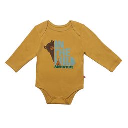 Nino Bambino Infant Kids Brown & Blue Slogan Printed Organic Cotton Sustainable Bodysuit-image-101