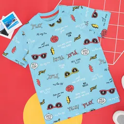 Pantaloons Junior Boys Conversational Printed Round Neck Cotton T-shirt-21