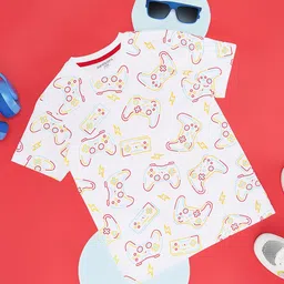 Pantaloons Junior Boys Conversational Printed Round Neck Cotton T-shirt-14