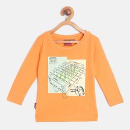 Gini and Jony Boys Orange  Yellow Cotton Foosball Print Pure Cotton T-shirt-image-35