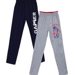 SWEET ANGEL Boys Pack Of 2 Navy Blue & Grey Solid Straight-Fit Cotton Track Pants-image-99