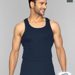 XYXX Men Navy Blue & Olive Pack of 2 Anti-Microbial Cotton Vest-image-95