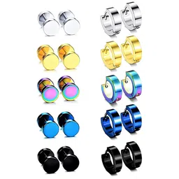 KARISHMA KREATIONS Set Of 10 Gold-Toned & Silver-Toned Contemporary Stud Earrings-19