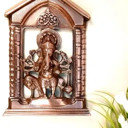 apka mart Bronze Ganesh Idol Textured Metal Wall Hanging Decor-image-95