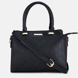 Forever Glam by Pantaloons Women Black Geometric PU Structured Handheld Bag with Quilted-15