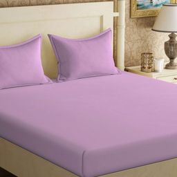 KLOTTHE Purple 300 TC King Bedsheet with 2 Pillow Covers-image-61