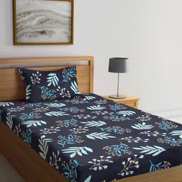 KLOTTHE Floral Printed 300 TC Flat Single Bedsheet With Pillow Cover-image-18