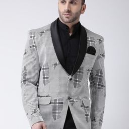 Hangup Men Grey Printed Single Breasted Blazer-13