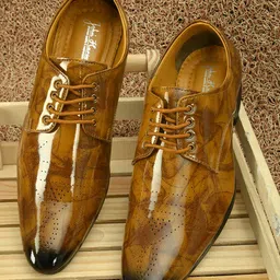 John Karsun Men Tan Brown Solid Party Derbys-picture-5