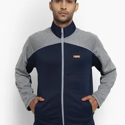 Yuuki Men Navy Blue Checked Sporty Jacket-44