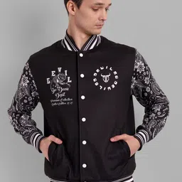GO DEVIL Graphic Printed Mandarin Collar Bomber Jacket-picture-55