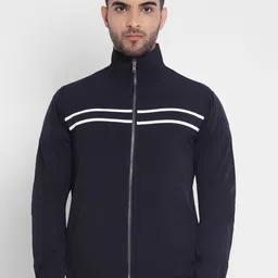 Yuuki Men Navy Blue Solid Sporty Jacket-16