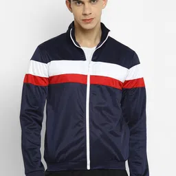 Yuuki Men Navy Blue Striped Sporty Jacket-43