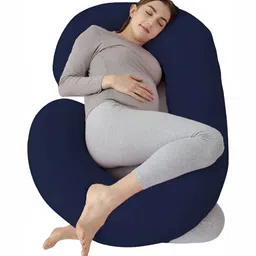 DADDY COOL Navy Blue Fiber Filled Cotton Breathable C Shaped Maternity Pillow-image-89