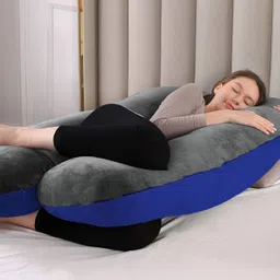 DADDY COOL Grey & Blue Fibre Filled Faux Velvet Breathable Maternity Pillow-image-90