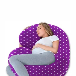 Mom's Moon Purple & White Fibre Filled Faux Velvet Ultra Soft C Shaped Maternity Pillow-image-41