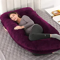Siroki Bond Purple Fibre Filled Faux Velvet Maternity Pillow-38