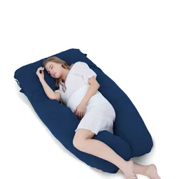 Mom's Moon Navy Blue Fibre Filled Cotton Lightweight U Shaped Body Maternity Pillow-34