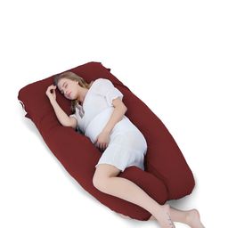 Mom's Moon Maroon Fibre Filled Cotton Lightweight U Shaped Body Maternity Pillow-image-68