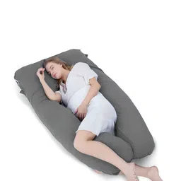 Mom's Moon Grey Fibre Filled Cotton Lightweight U Shaped Body Maternity Pillow-13